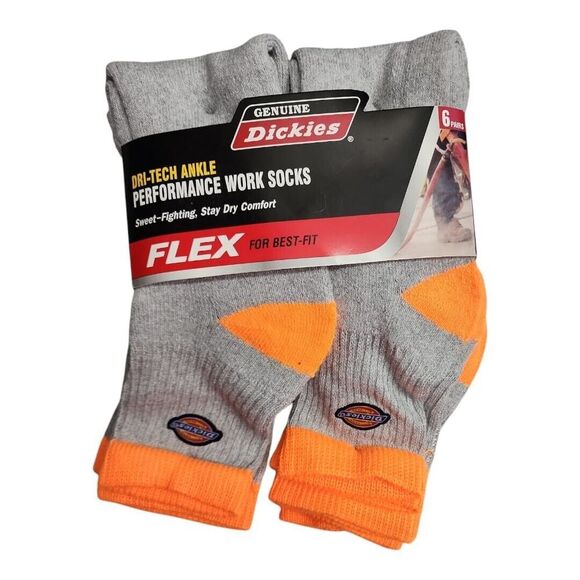 6 PackDickies Dri-Tech Ankle Performance Work Socks for Men Color Gray Size 6-12 - Picture 1 of 5